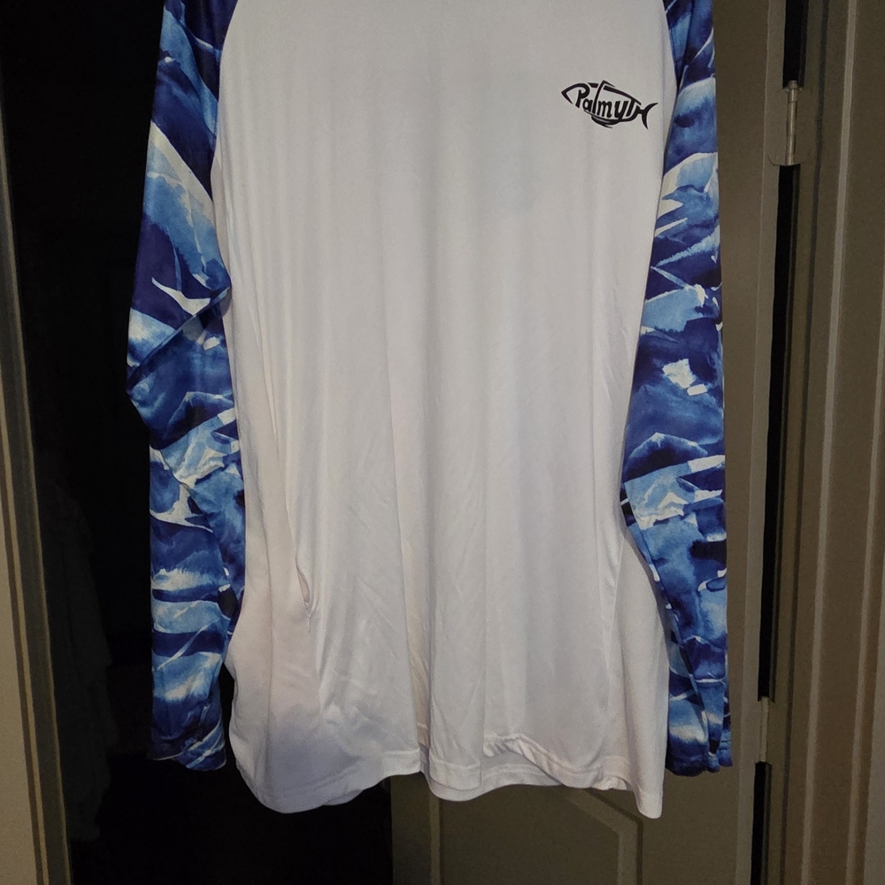 Men's Blue and White Swim Rash Guard